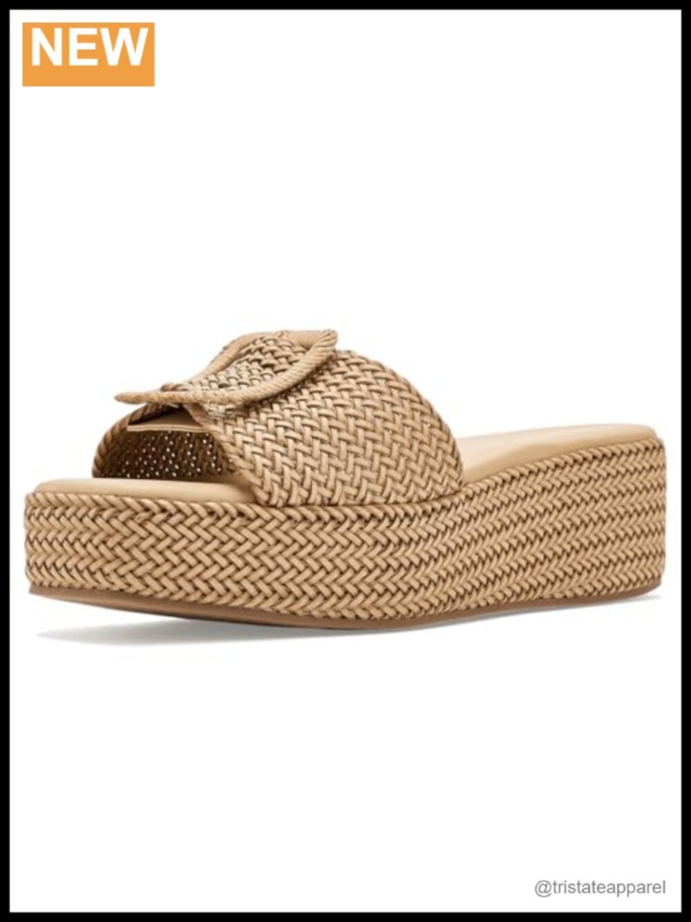 Woven Raffia Platform Wedge Sandal Single Strap Open Toe Slip On